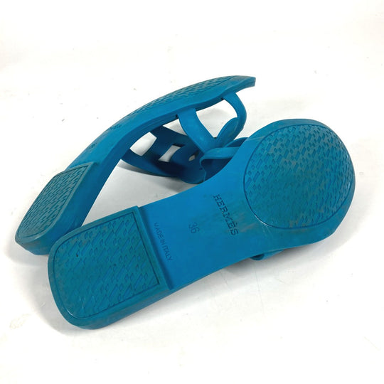 HERMES Sandals rubber blue Aloha Women 36 Used Authentic