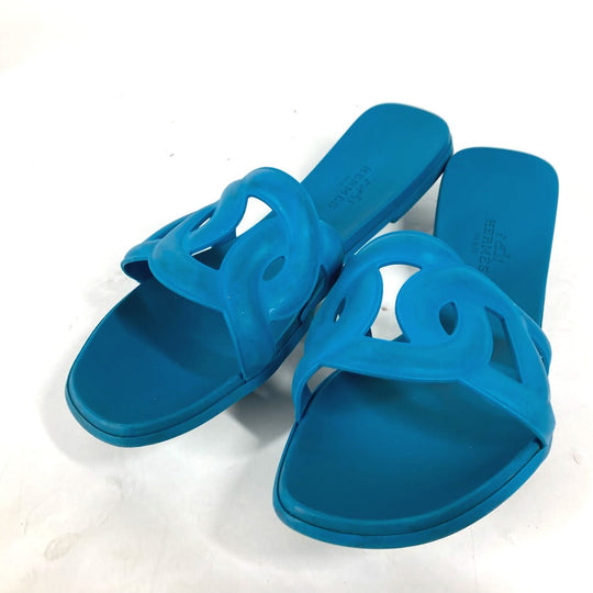 HERMES Sandals rubber blue Aloha Women 36 Used Authentic