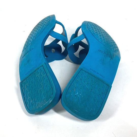 HERMES Sandals rubber blue Aloha Women 36 Used Authentic