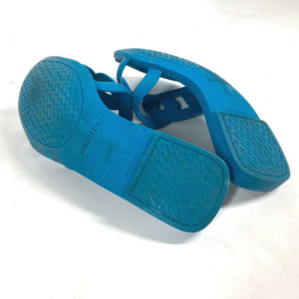 HERMES Sandals rubber blue Aloha Women 36 Used Authentic