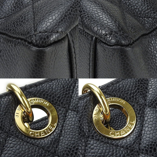 CHANEL Tote Bag Caviar skin black PST ChainTote Bag Women Used Authentic