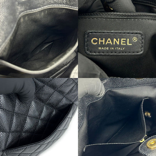 CHANEL Tote Bag Caviar skin black PST ChainTote Bag Women Used Authentic