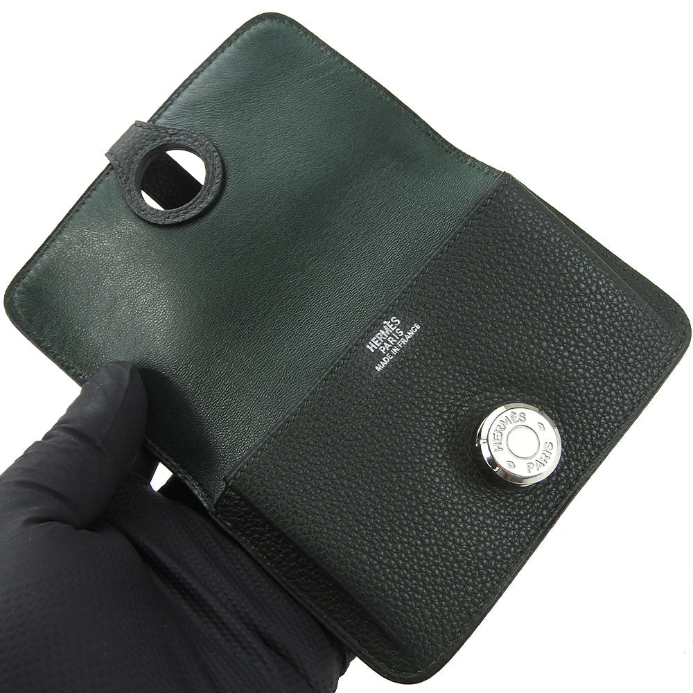 HERMES Coin case Togo Moss green Dogon Women Used Authentic