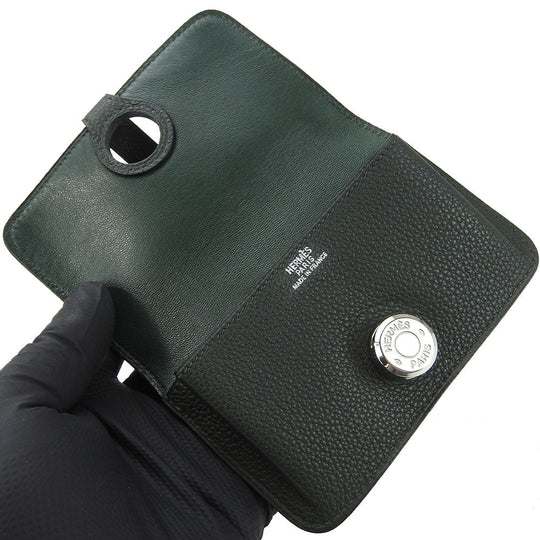 HERMES Coin case Togo Moss green Dogon Women Used Authentic
