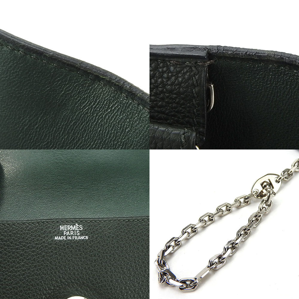 HERMES Coin case Togo Moss green Dogon Women Used Authentic