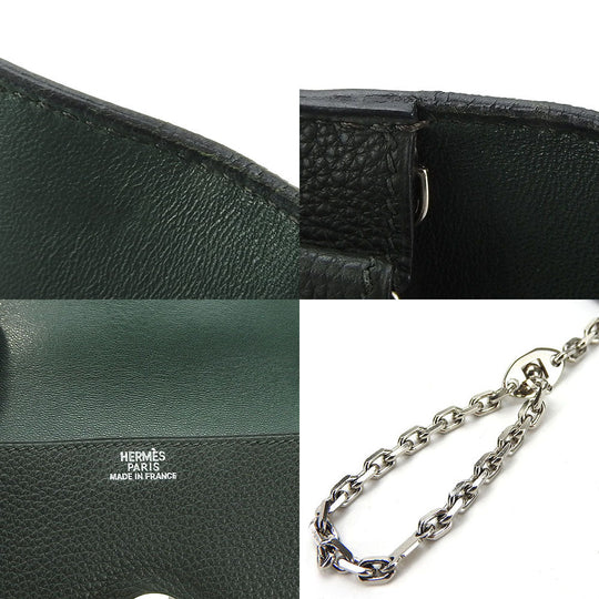 HERMES Coin case Togo Moss green Dogon Women Used Authentic