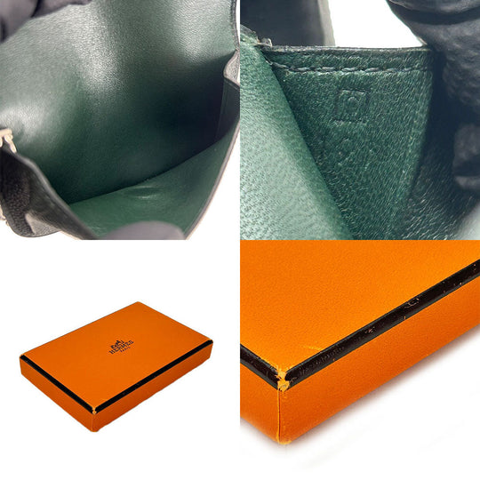 HERMES Coin case Togo Moss green Dogon Women Used Authentic