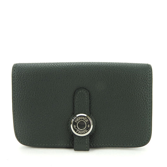 HERMES Coin case Togo Moss green Dogon Women Used Authentic