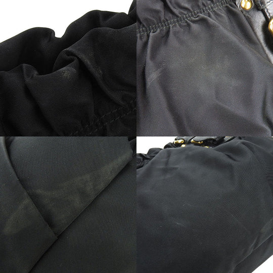 PRADA Handbag Nylon, Leather black Women Used Authentic