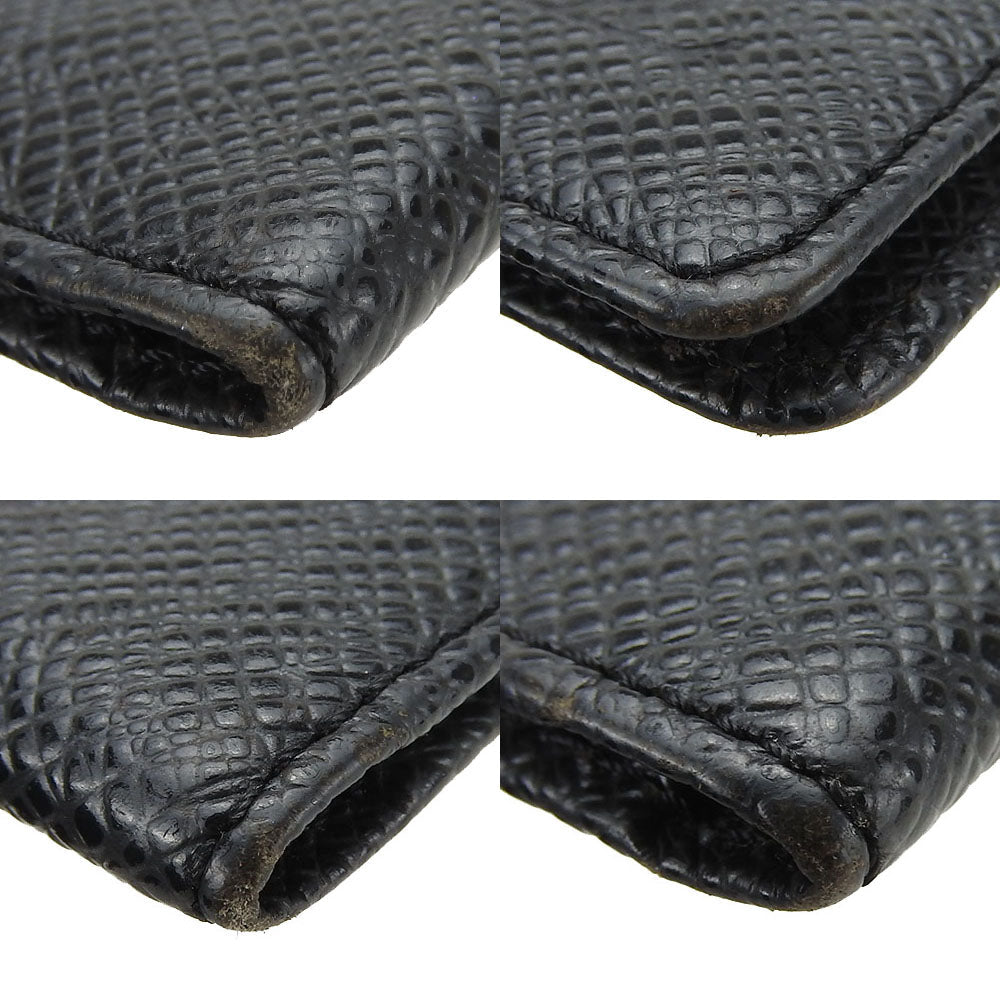 LOUIS VUITTON Card Case Taiga black mens Used Authentic