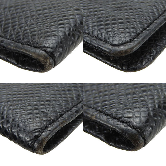LOUIS VUITTON Card Case Taiga black mens Used Authentic