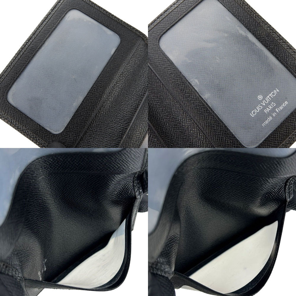 LOUIS VUITTON Card Case Taiga black mens Used Authentic