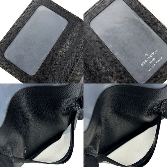 LOUIS VUITTON Card Case Taiga black mens Used Authentic