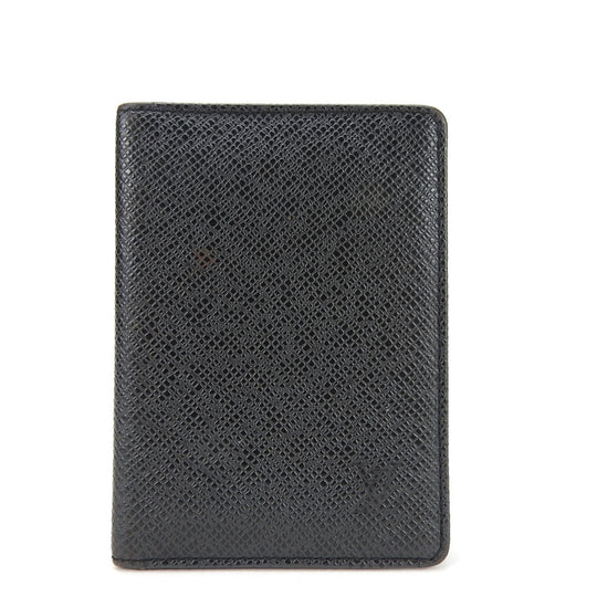 LOUIS VUITTON Card Case Taiga black mens Used Authentic