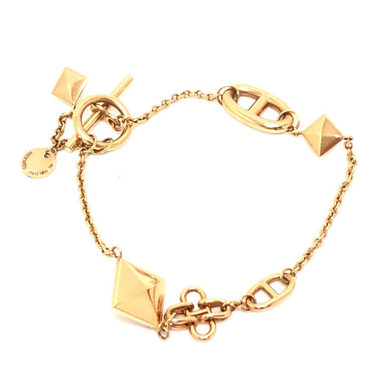 HERMES bracelet 18K Pink Gold gold 750PG Chene Dunkle Medor Ronde Multi