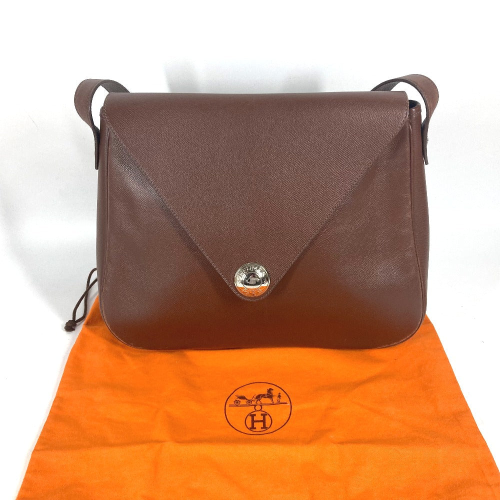 HERMES Shoulder Bag leather Brown Christine unisex(Unisex) Used Authentic