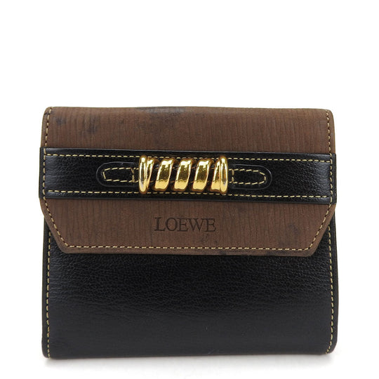 LOEWE Bifold Wallet leather black Velazquez Women Used Authentic