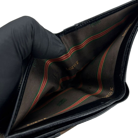 LOEWE Bifold Wallet leather black Velazquez Women Used Authentic