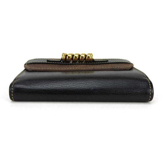 LOEWE Bifold Wallet leather black Velazquez Women Used Authentic