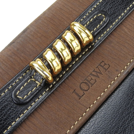 LOEWE Bifold Wallet leather black Velazquez Women Used Authentic