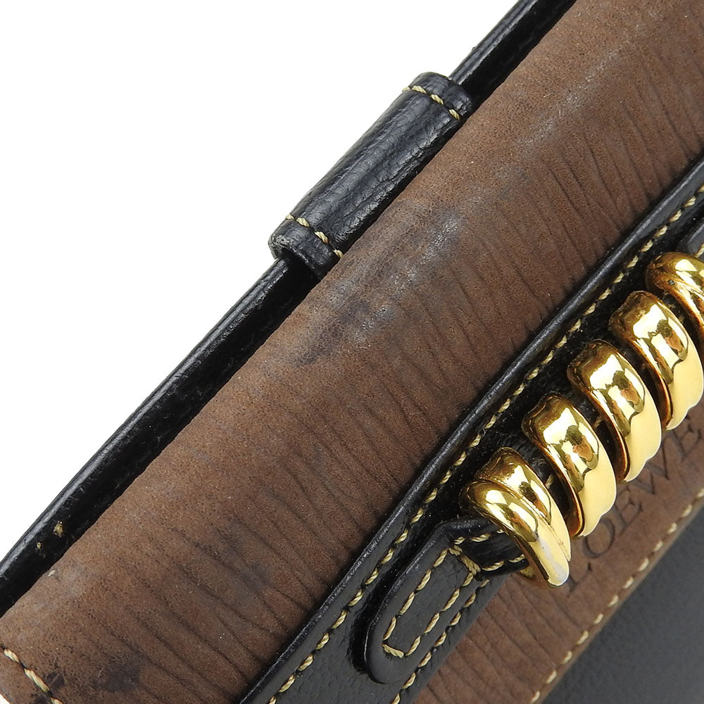 LOEWE Bifold Wallet leather black Velazquez Women Used Authentic