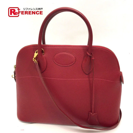 HERMES Handbag Fjord Gold Metal Bored 37 Women Used Authentic