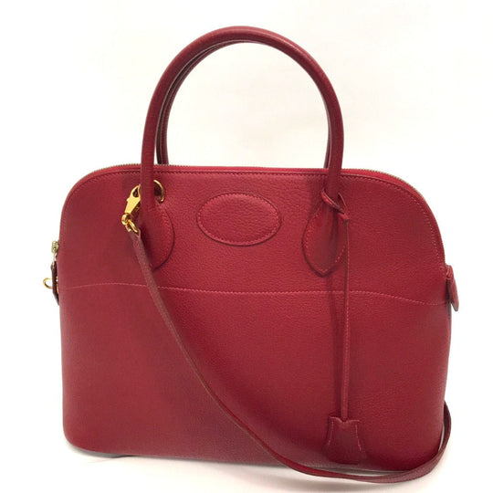 HERMES Handbag Fjord Gold Metal Bored 37 Women Used Authentic