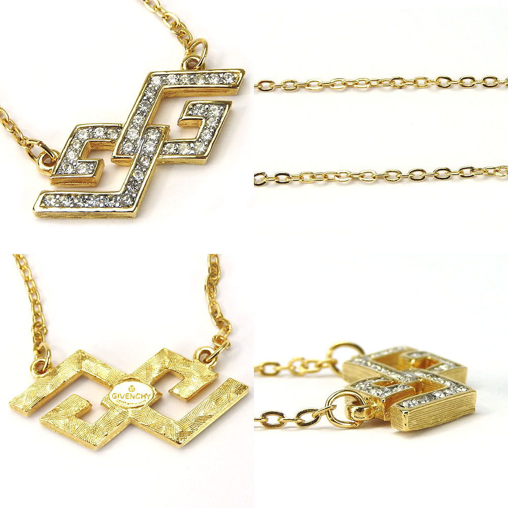 Givenchy Necklace metal gold Rhinestone Women Used Authentic