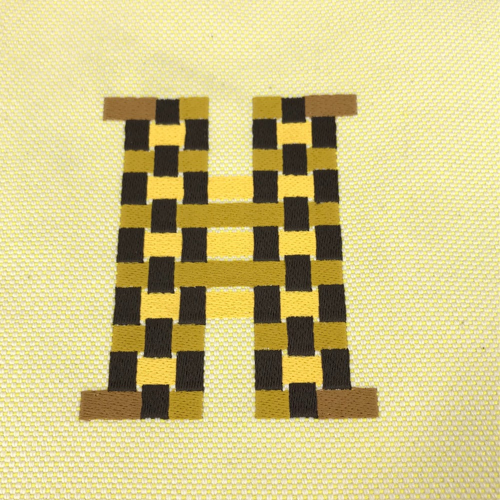 HERMES Pouch canvas yellow Flat pouch, bag, clutch bag Pouch H Tissage H Logo Women Used Authentic