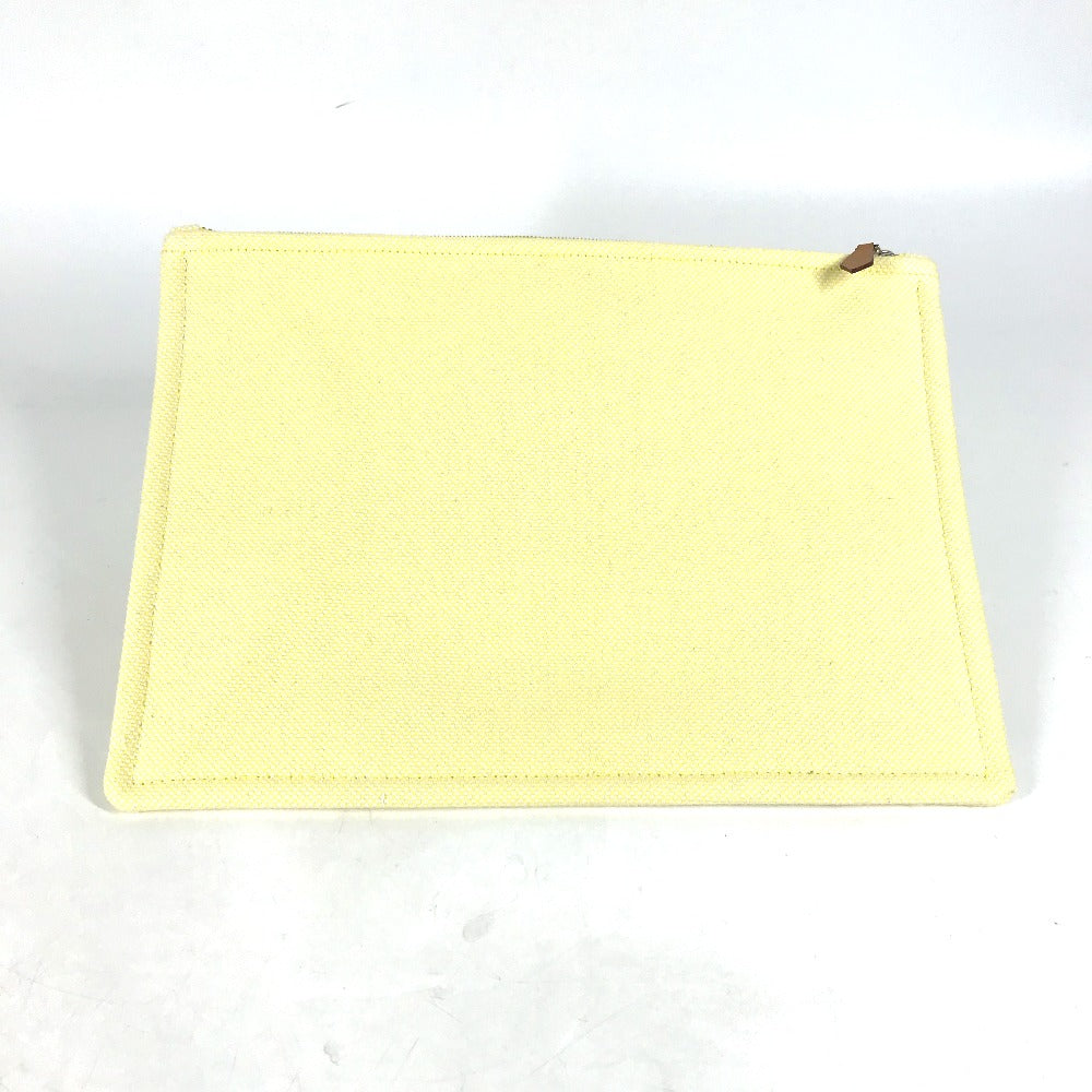 HERMES Pouch canvas yellow Flat pouch, bag, clutch bag Pouch H Tissage H Logo Women Used Authentic