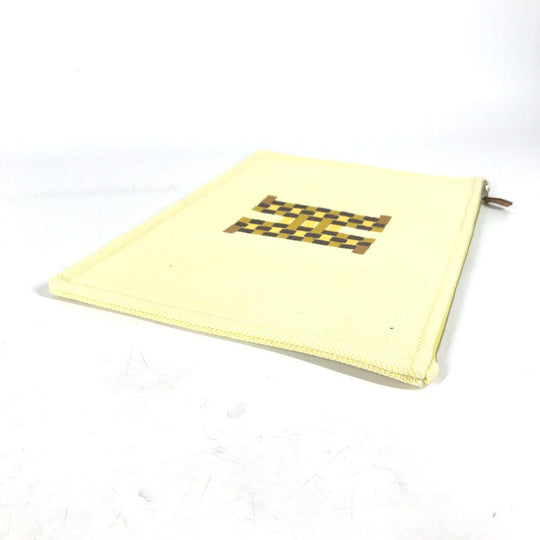 HERMES Pouch canvas yellow Flat pouch, bag, clutch bag Pouch H Tissage H Logo Women Used Authentic
