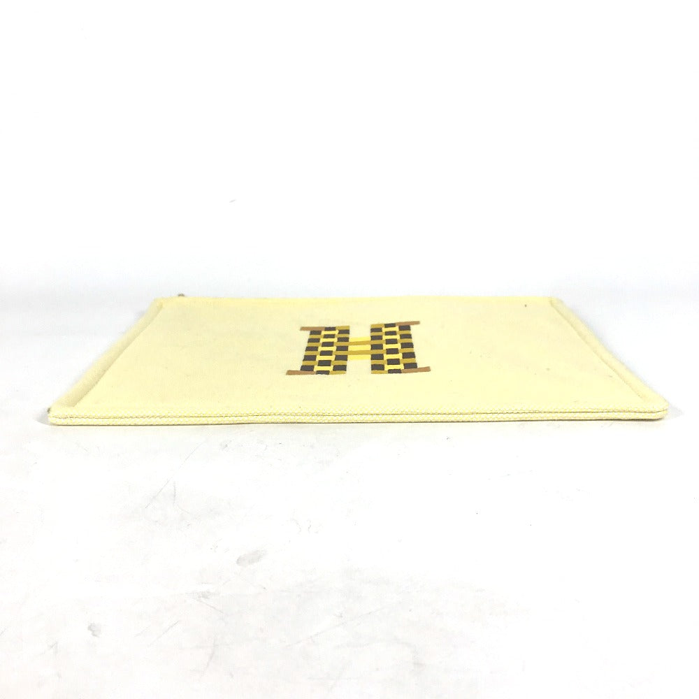 HERMES Pouch canvas yellow Flat pouch, bag, clutch bag Pouch H Tissage H Logo Women Used Authentic