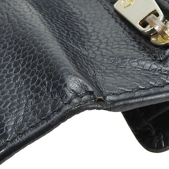 CHANEL Tri-fold wallet Caviar skin black Women Used Authentic