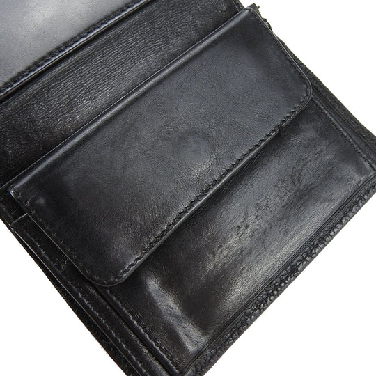 CHANEL Tri-fold wallet Caviar skin black Women Used Authentic
