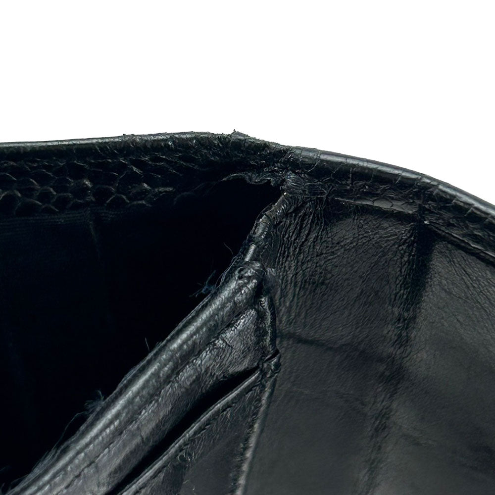 CHANEL Tri-fold wallet Caviar skin black Women Used Authentic