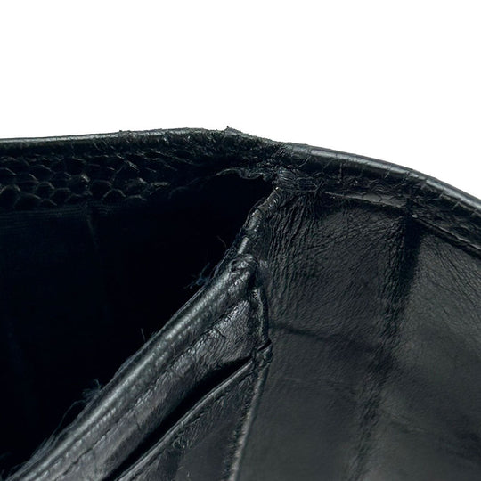 CHANEL Tri-fold wallet Caviar skin black Women Used Authentic