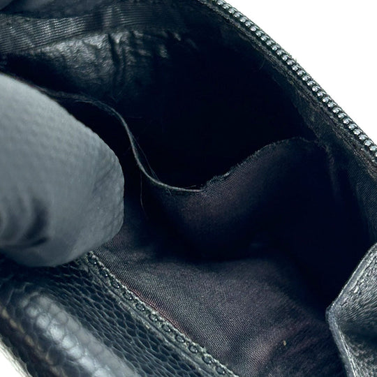 CHANEL Tri-fold wallet Caviar skin black Women Used Authentic