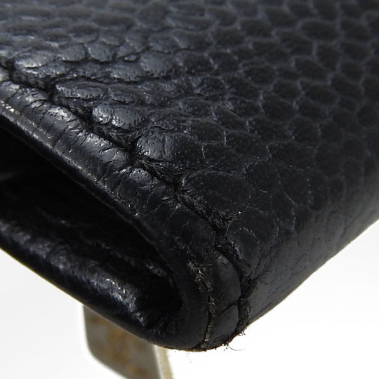CHANEL Tri-fold wallet Caviar skin black Women Used Authentic