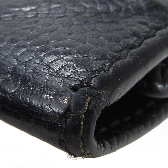 CHANEL Tri-fold wallet Caviar skin black Women Used Authentic