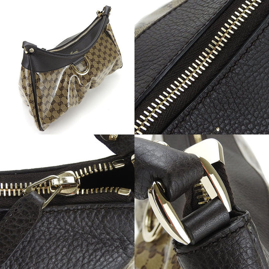 GUCCI Shoulder Bag 327786 PVC Brown GG crystal