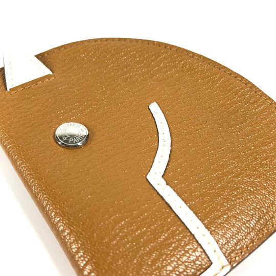 HERMES Coin case leather Brown Paddock Horse Cheval Women Secondhand Authentic