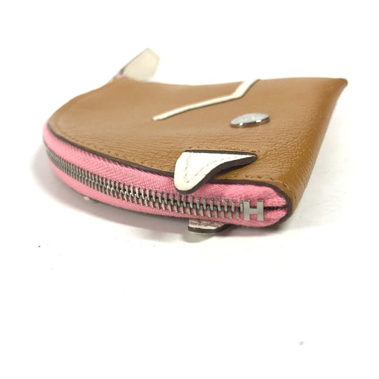 HERMES Coin case leather Brown Paddock Horse Cheval Women Secondhand Authentic