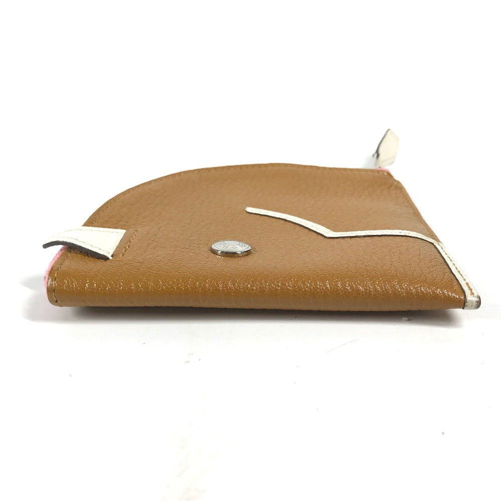 HERMES Coin case leather Brown Paddock Horse Cheval Women Secondhand Authentic