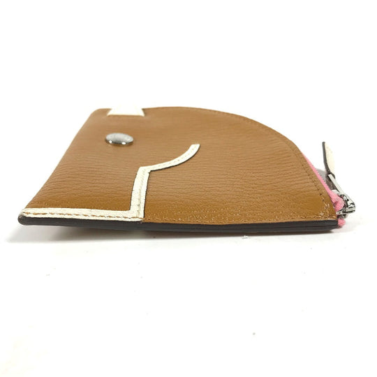 HERMES Coin case leather Brown Paddock Horse Cheval Women Secondhand Authentic