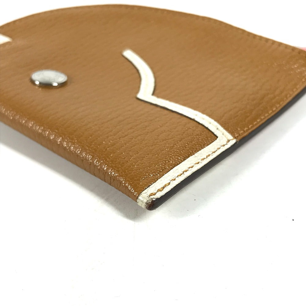HERMES Coin case leather Brown Paddock Horse Cheval Women Secondhand Authentic