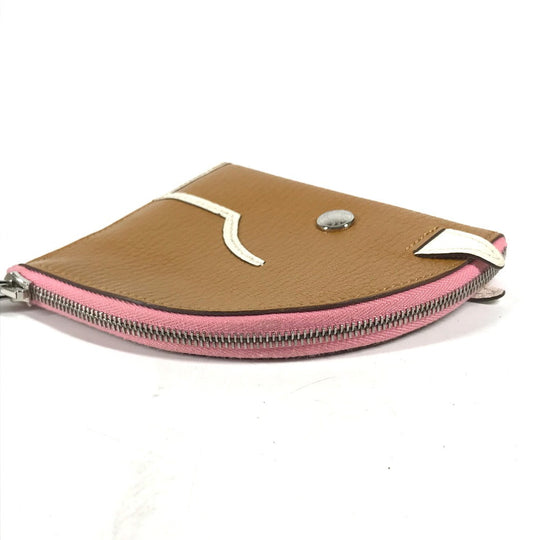 HERMES Coin case leather Brown Paddock Horse Cheval Women Secondhand Authentic