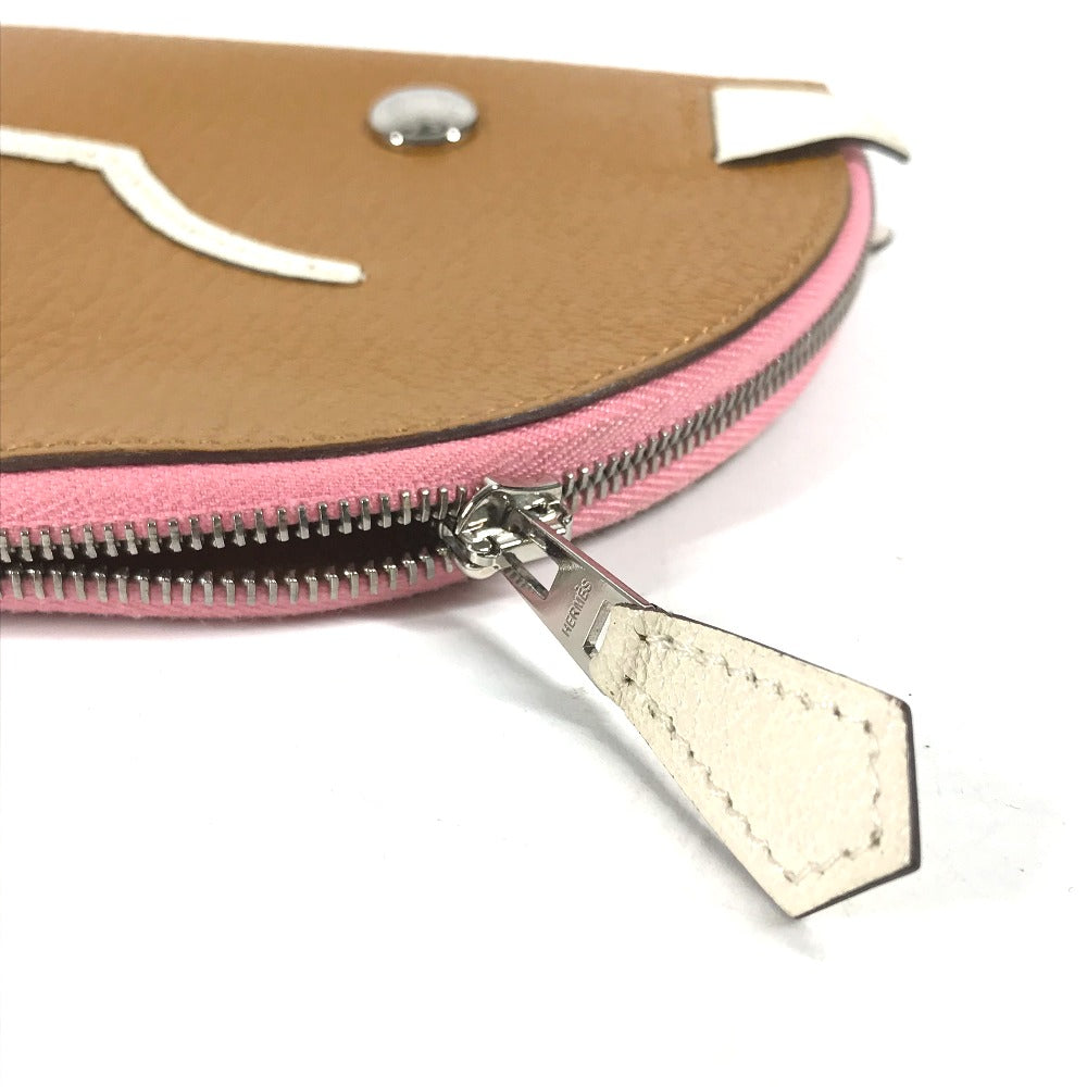 HERMES Coin case leather Brown Paddock Horse Cheval Women Secondhand Authentic