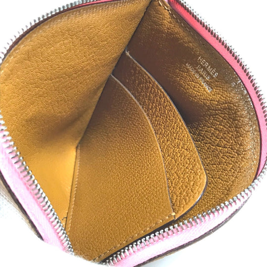 HERMES Coin case leather Brown Paddock Horse Cheval Women Secondhand Authentic