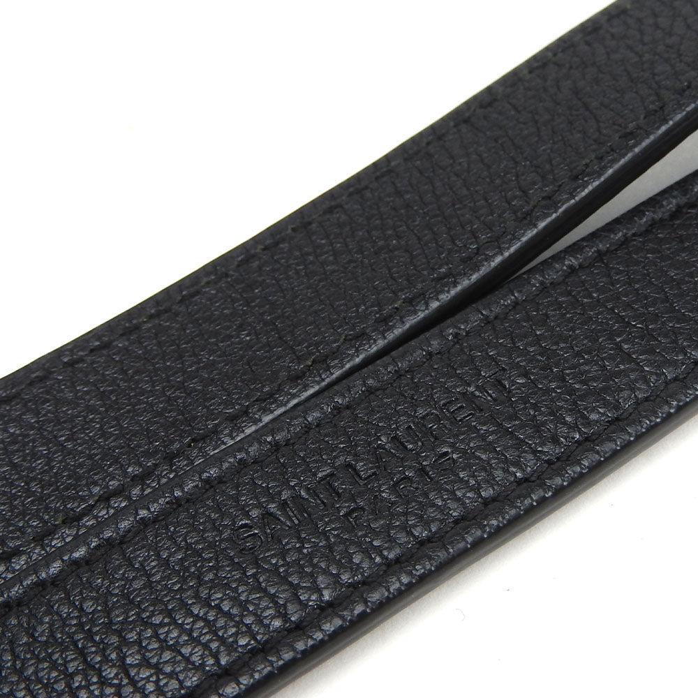 SAINT LAURENT Shoulder Bag leather black Envelope Satchel Women Used Authentic