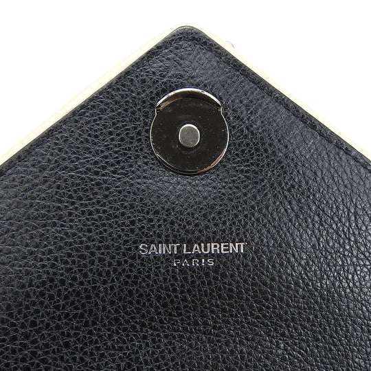 SAINT LAURENT Shoulder Bag leather black Envelope Satchel Women Used Authentic